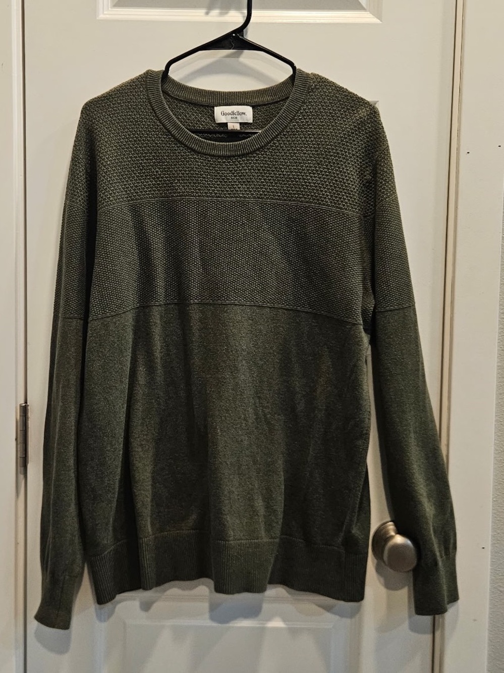 Goodfellow & Co Men’s Large Olive Green 100% Cotton Textured Crewneck Sweater